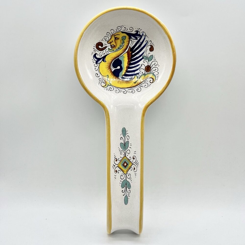 Nova Deruta Pottery Large Spoonrest Raffaellesco Dragon Italy